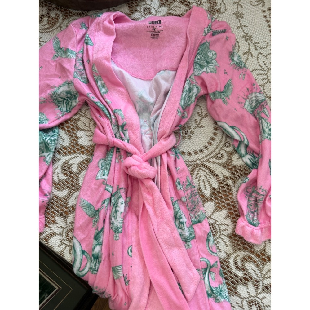 Wicked Katie Kime Girls Pink Plush Robe L 10/12 Broadway Musical Fleece Robe